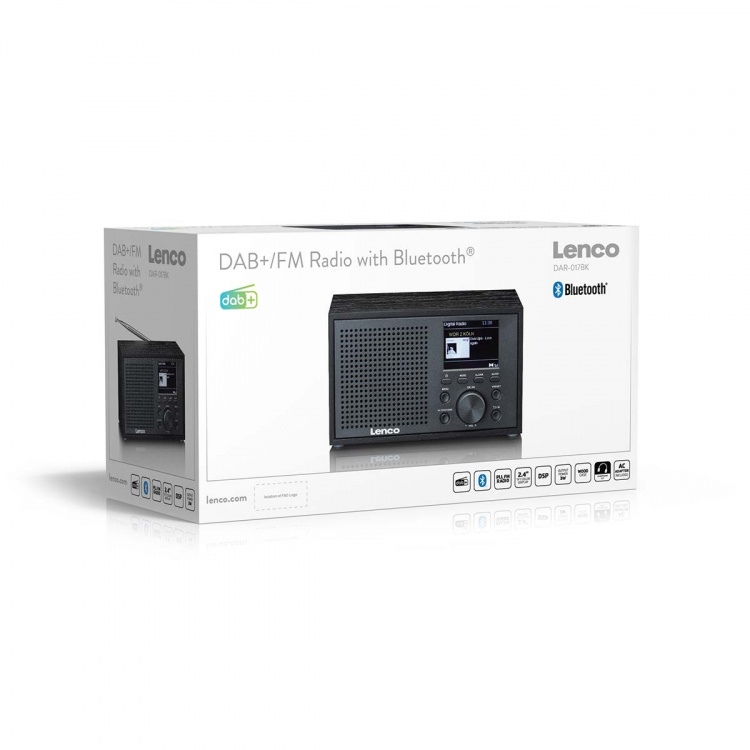 Lenco Mono DAB+ FM-radio met Bluetooth® Zwart