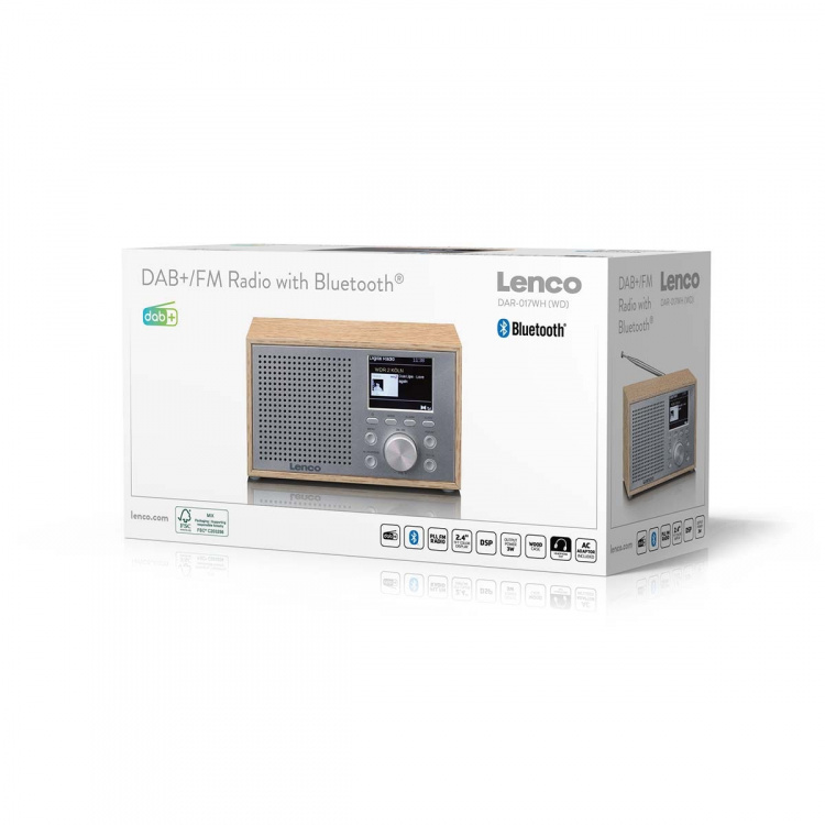 Lenco Mono DAB+ FM-radio met Bluetooth® Wood