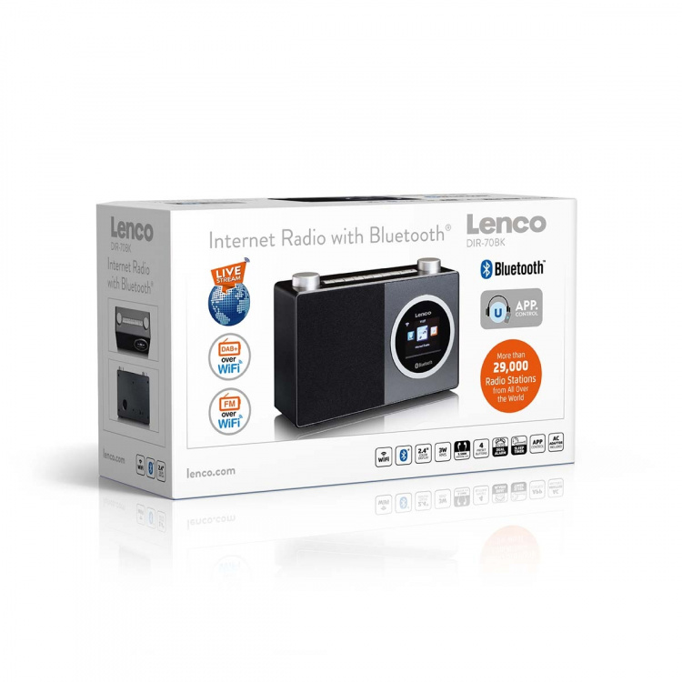 Lenco Internetradio met kleurenscherm en Bluetooth® Zwart