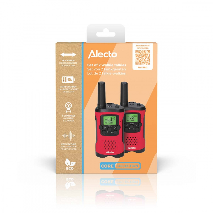 Alecto Set van 2 walkie talkies met bereik tot 7 kilometer Rood / Zwart Alecto Set van 2 walkie talkies met bereik tot 7 kilometer Rood / Zwart