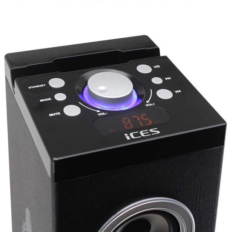 ICES Speakertower met Bluetooth®, PLL FM-radio, USB- en SD-speler