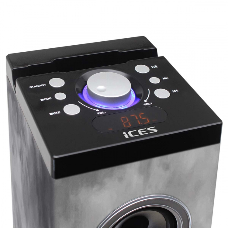 ICES Speakertower met Bluetooth®, PLL FM-radio, USB- en SD-speler