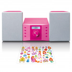 Lenco Micro set met CD FM radio AUX-IN stickers Roze Lenco Micro set met CD FM radio AUX-IN stickers Roze