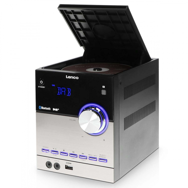 Lenco Micro set met DAB+/FM/CD/Bluetooth® & USB-speler - Zwart Lenco Micro set met DAB+/FM/CD/Bluetooth® & USB-speler - Zwart