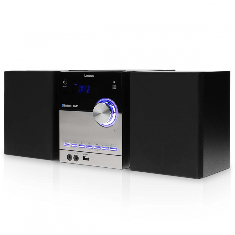 Lenco Micro set met DAB+/FM/CD/Bluetooth® & USB-speler - Zwart Lenco Micro set met DAB+/FM/CD/Bluetooth® & USB-speler - Zwart