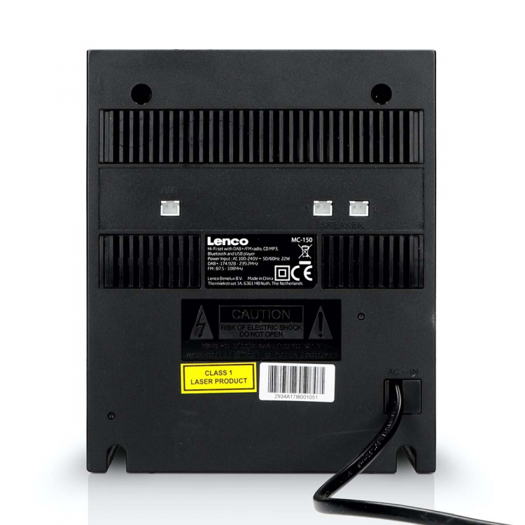 Lenco Micro set met DAB+/FM/CD/Bluetooth® & USB-speler - Zwart Lenco Micro set met DAB+/FM/CD/Bluetooth® & USB-speler - Zwart