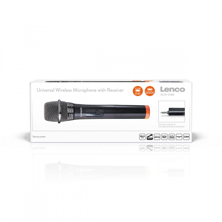 Lenco Microfoon | Draadloos | met 6,3 mm batterijgevoede ontvanger