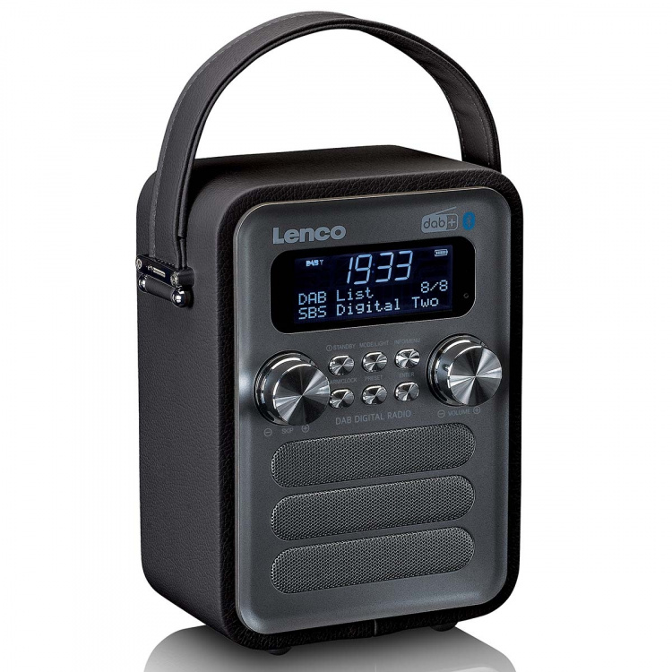 Lenco Draagbare DAB+ FM-radio met Bluetooth® en AUX-ingang, oplaadbare batterij Zwart