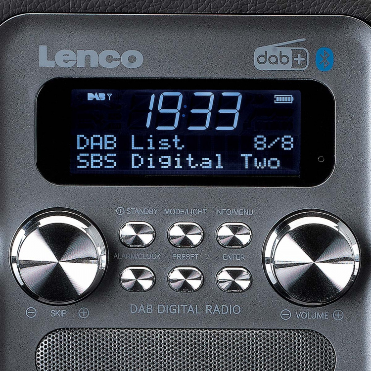 Lenco Draagbare DAB+ FM-radio met Bluetooth® en AUX-ingang, oplaadbare batterij Zwart
