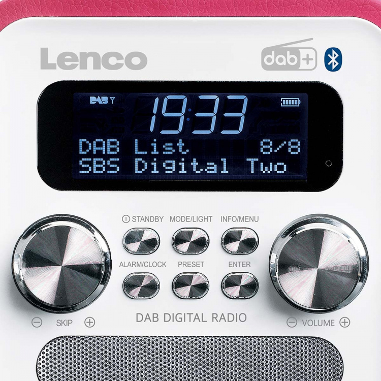 Lenco Draagbare DAB+ FM-radio met Bluetooth® en AUX-ingang, oplaadbare batterij Wit Lenco Draagbare DAB+ FM-radio met Bluetooth® en AUX-ingang, oplaadbare batterij Wit