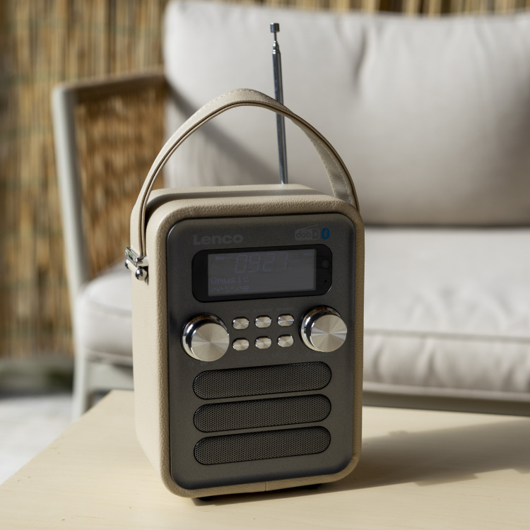 Lenco Draagbare DAB+ FM-radio met Bluetooth® en AUX-ingang, oplaadbare batterij Taupe