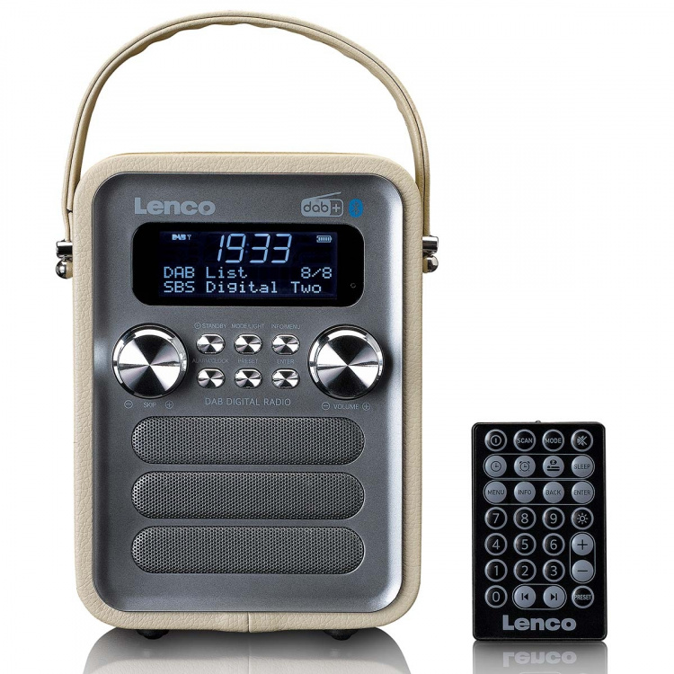 Lenco Draagbare DAB+ FM-radio met Bluetooth® en AUX-ingang, oplaadbare batterij Taupe