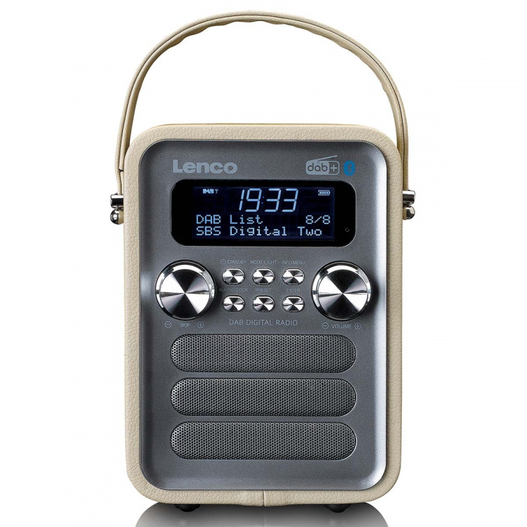 Lenco Draagbare DAB+ FM-radio met Bluetooth® en AUX-ingang, oplaadbare batterij Taupe
