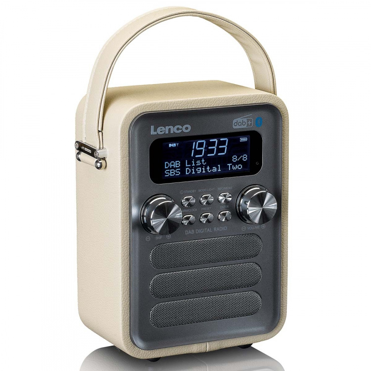 Lenco Draagbare DAB+ FM-radio met Bluetooth® en AUX-ingang, oplaadbare batterij Taupe