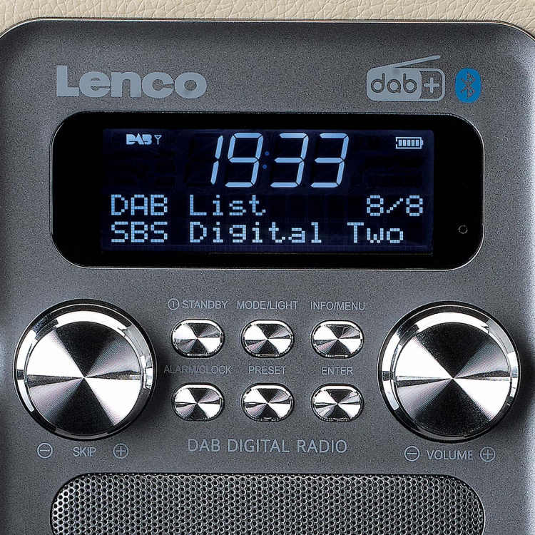Lenco Draagbare DAB+ FM-radio met Bluetooth® en AUX-ingang, oplaadbare batterij Taupe