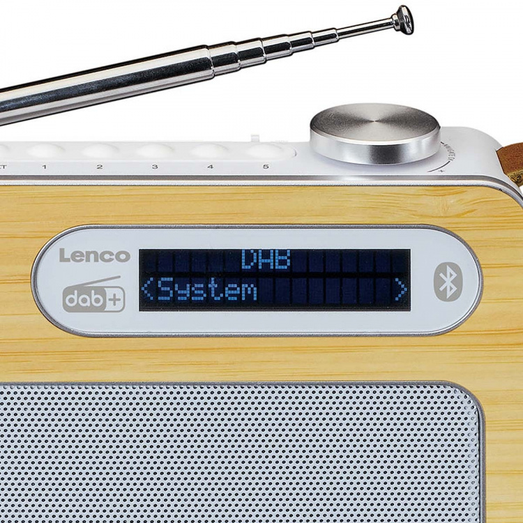 Lenco Draagbare DAB+/ FM-radio met Bluetooth® Bamboo Wit
