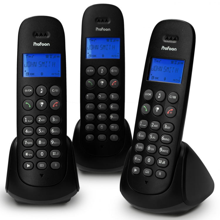 Profoon Draadloze telefoon met 3 handsets Zwart