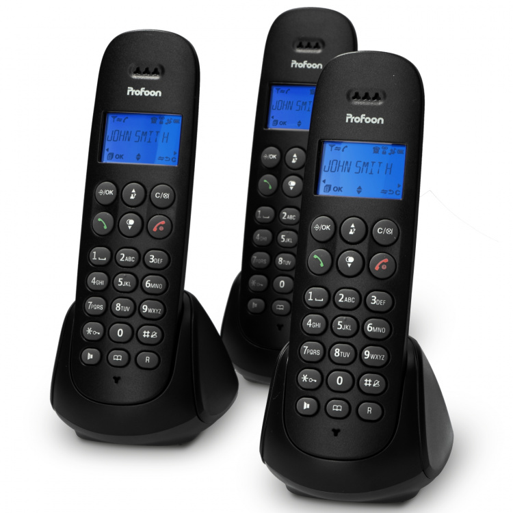 Profoon Draadloze telefoon met 3 handsets Zwart