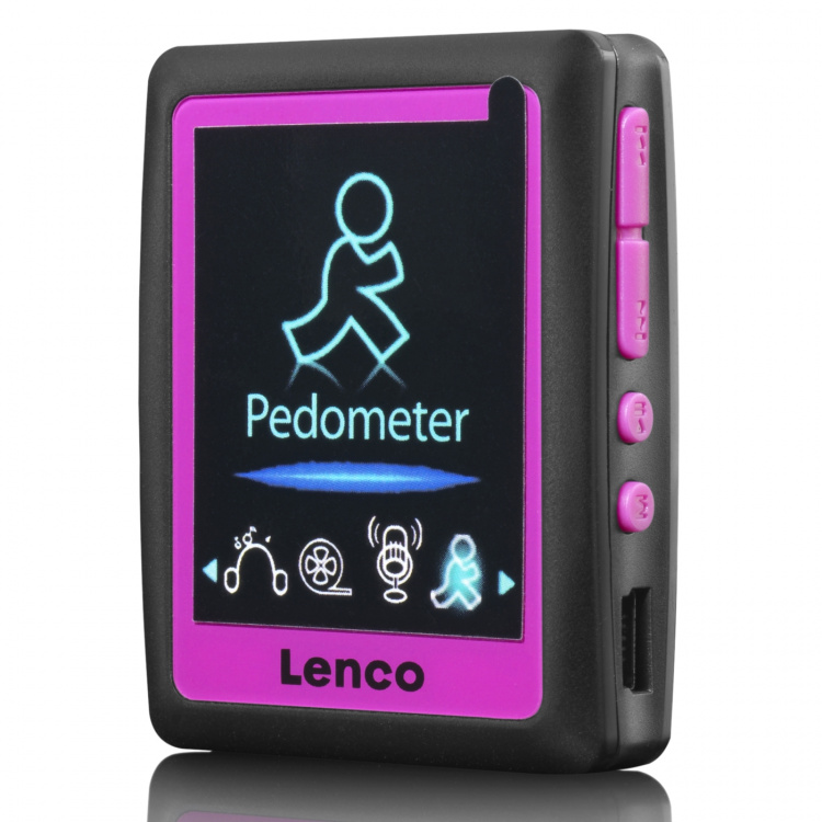 Lenco MP3/4-speler met stappenteller 4GB Roze