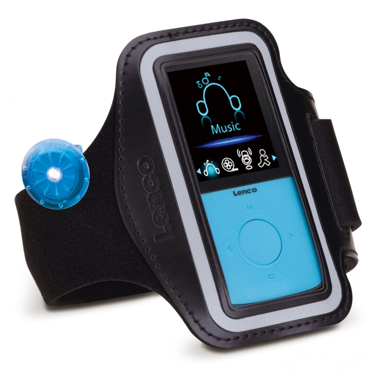 Lenco Sport MP3/4-speler met stappenteller Sportoordopjes en sportarmband Blauw Lenco Sport MP3/4-speler met stappenteller Sportoordopjes en sportarmband Blauw