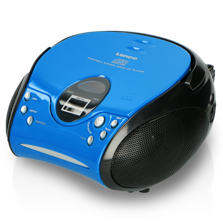 Lenco Draagbare FM-radio met CD Blauw / Zwart Lenco Draagbare FM-radio met CD Blauw / Zwart
