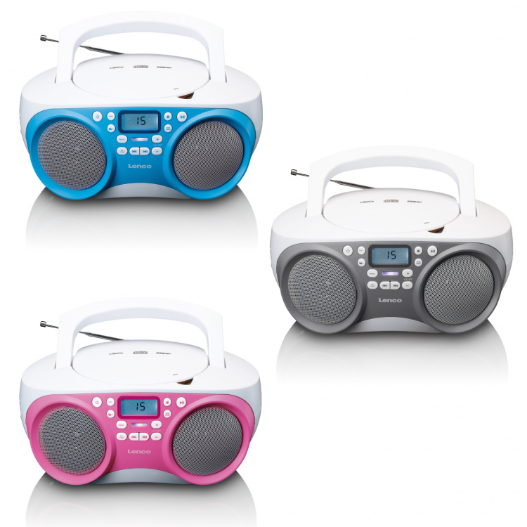 Lenco Draagbare FM-radio/CD/MP3- en USB-speler Roze