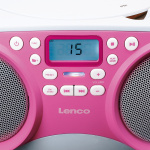 Lenco Draagbare FM-radio/CD/MP3- en USB-speler Roze