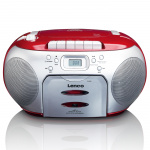 Lenco Draagbare FM-radio CD-cassettespeler Rood Lenco Draagbare FM-radio CD-cassettespeler Rood