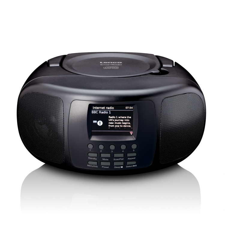 Lenco Draagbare internetradio met DAB+/FM, Bluetooth®, CD-speler en groot LCD-kleurenscherm Zwart