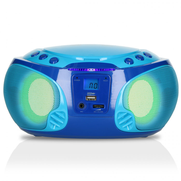 Lenco Draagbare FM Radio CD/MP3/USB Microfoon & Lichteffecten Blauw