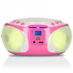 Lenco Draagbare FM Radio CD/MP3/USB Microfoon & Lichteffecten Roze Lenco Draagbare FM Radio CD/MP3/USB Microfoon & Lichteffecten Roze