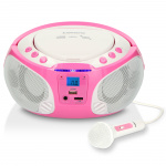 Lenco Draagbare FM Radio CD/MP3/USB Microfoon & Lichteffecten Roze Lenco Draagbare FM Radio CD/MP3/USB Microfoon & Lichteffecten Roze
