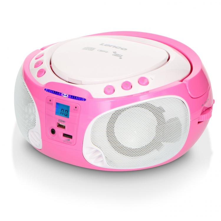 Lenco Draagbare FM Radio CD/MP3/USB Microfoon & Lichteffecten Roze Lenco Draagbare FM Radio CD/MP3/USB Microfoon & Lichteffecten Roze