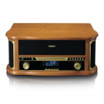 Lenco Houten retro platenspeler met Bluetooth®, DAB+/FM-radio, USB-codering, cd-speler, cassettespeler en ingebouwde speakers Lenco Houten retro platenspeler met Bluetooth®, DAB+/FM-radio, USB-codering, cd-speler, cassettespeler en ingebouwde speakers