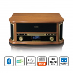 Lenco Houten retro platenspeler met Bluetooth®, DAB+/FM-radio, USB-codering, cd-speler, cassettespeler en ingebouwde speakers Lenco Houten retro platenspeler met Bluetooth®, DAB+/FM-radio, USB-codering, cd-speler, cassettespeler en ingebouwde speakers