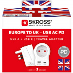 SKROSS Reisadapter Europa naar UK en andere USB-A/USB-C 20W PD Geaard SKROSS Reisadapter Europa naar UK en andere USB-A/USB-C 20W PD Geaard
