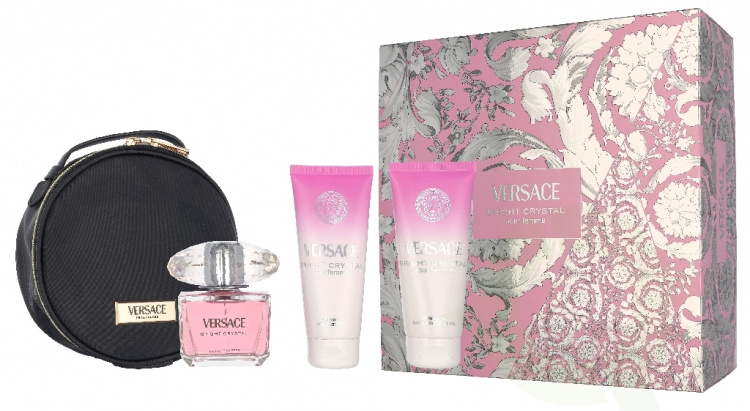 Versace Bright Crystal Giftset 290 ml Edt Spray 90ml/Body Lotion 100ml/Shower Gel 100ml/Pouch