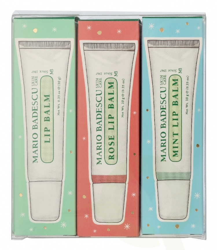 Mario Badescu Lip Balm Trio Giftset 30 g Oiginal 10g/Rose 10g/Mint 10g