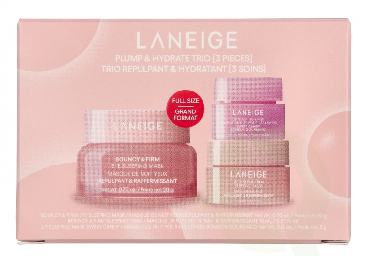 Laneige Plump & Hydrate Trio Set 33 g Lip Sleeping Mask 3g/Sleeping Mask 10ml/Eye Sleeping Mask 20g