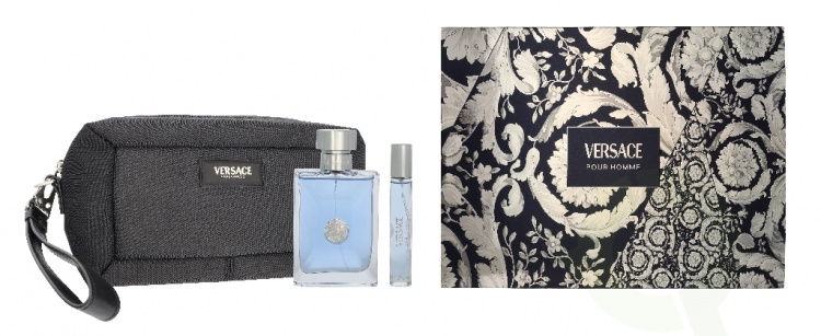 Versace Pour Homme Giftset 110 ml Edt Spray 100ml/Edt Spray 10ml/Black Trousse