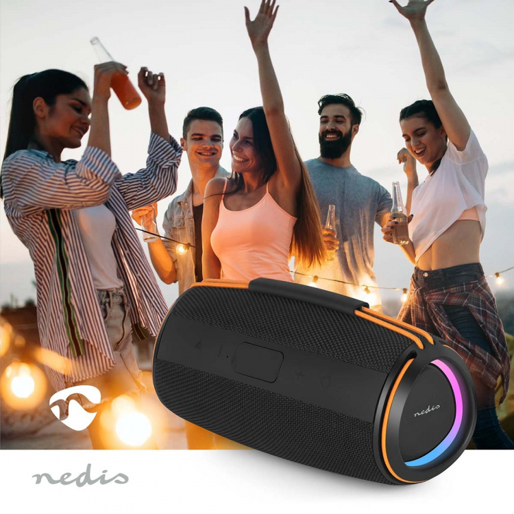 Nedis Bluetooth®-Speaker | 360 min | Handheld Ontwerp | 60 W | Stereo | Buitenshuis / Home / Portable | Oranje / Zwart