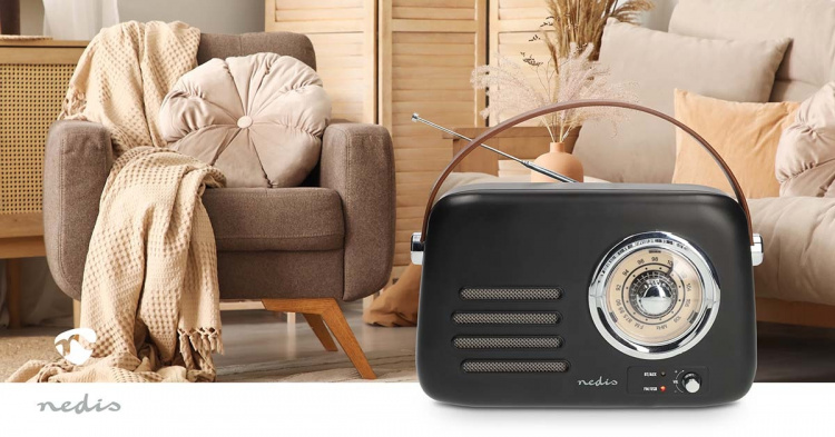 Nedis FM-Radio | Draagbaar Model | Bluetooth® / FM | Accu gevoed / USB Gevoed | Analoog | 10 W | Bluetooth® | Zwart