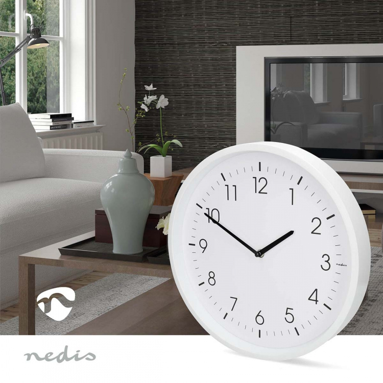 Nedis Wandklok | Diameter: 360 mm | ABS | Stille beweging | Wit