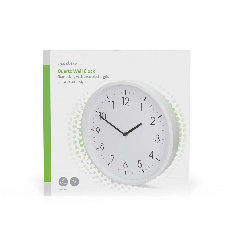 Nedis Wandklok | Diameter: 360 mm | ABS | Stille beweging | Wit