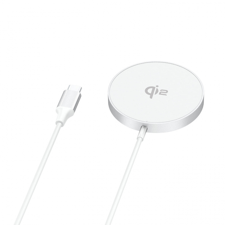 Gear Trådlös Laddare Qi2 Snabbladdning 15W Silver/Aluminium