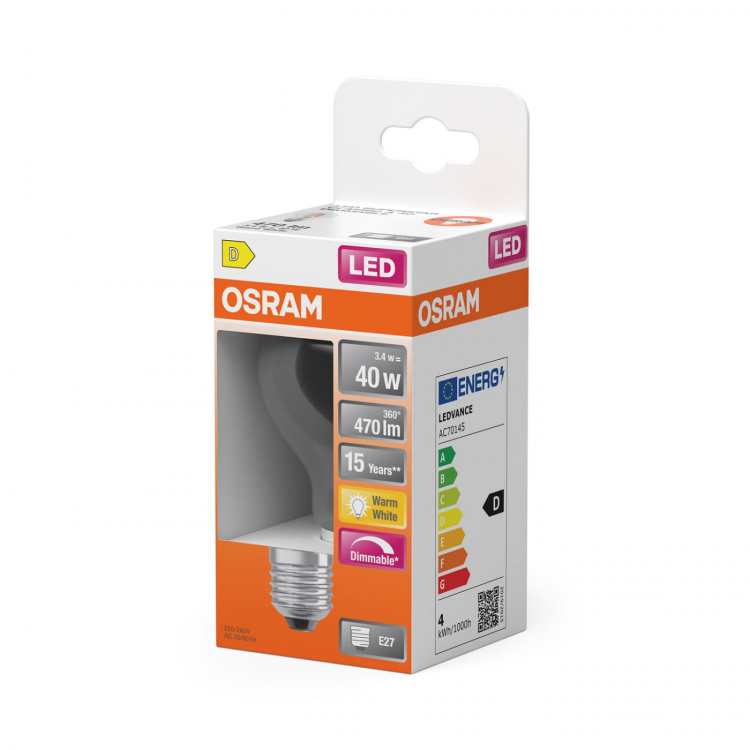 Osram Lampa LED Retrofit Classic A Dim 3,4W 827 Clear E27