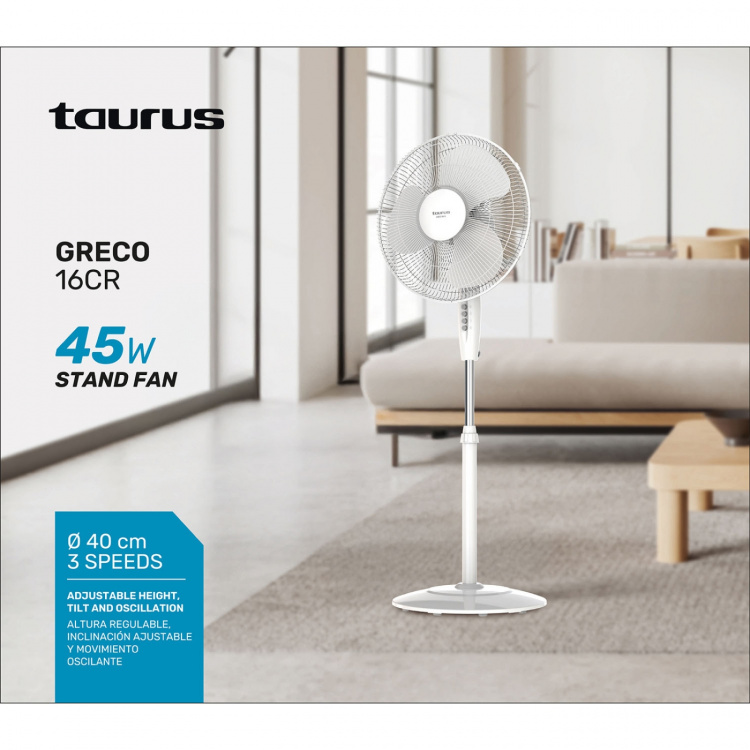 Taurus Fläkt Greco 16 Cr Piedestal Vit 40cm