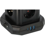 Brennenstuhl Powerstrip-toren met 8 powerstrips in 45°-configuratie (2x USB A & 1x USB C Power Delivery, met 2m kabel, tweepolige schakelaar)