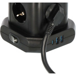 Brennenstuhl Powerstrip-toren met 8 powerstrips in 45°-configuratie (2x USB A & 1x USB C Power Delivery, met 2m kabel, tweepolige schakelaar)