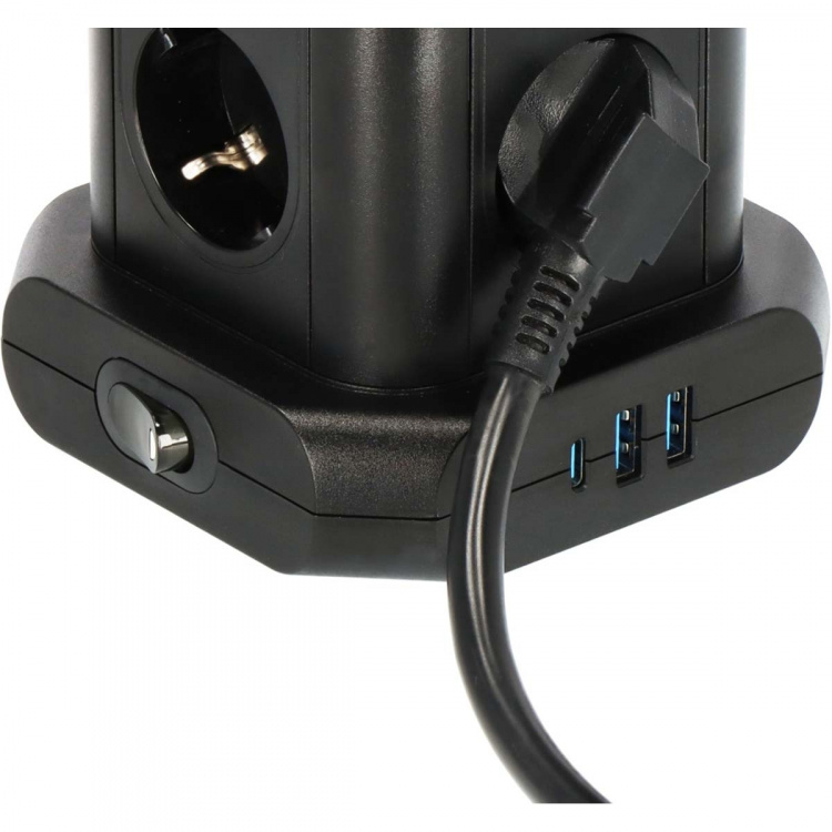 Brennenstuhl Powerstrip-toren met 8 powerstrips in 45°-configuratie (2x USB A & 1x USB C Power Delivery, met 2m kabel, tweepolige schakelaar)
